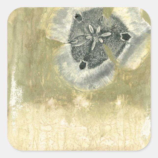 Flowerhead Abstract with Glazed Texture Square Sticker (Front)