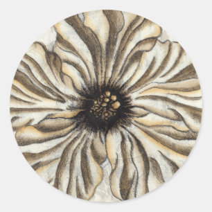 Flowerhead Fresco on Tan Background Classic Round Sticker