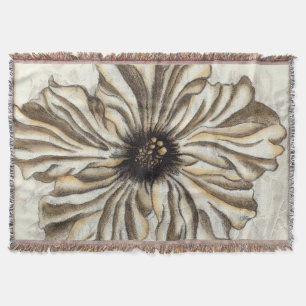 Flowerhead Fresco on Tan Background Throw Blanket