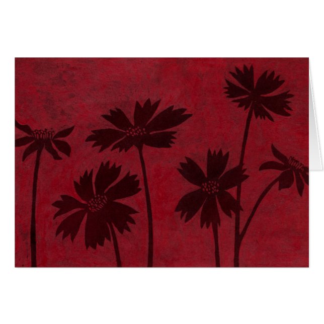 Flowerhead Silhouettes on Crimson Background (Front Horizontal)