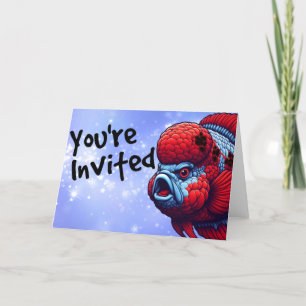 Flowerhorn Cichlid Aquarium Fish Party Invitation 