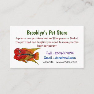 Flowerhorn cichlid fish cartoon illustration business card