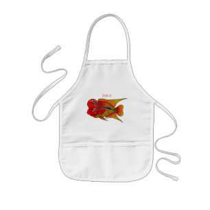 Flowerhorn cichlid fish cartoon illustration  kids apron