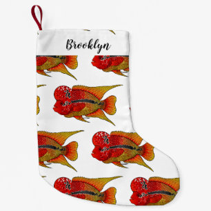 Flowerhorn cichlid fish cartoon illustration small christmas stocking