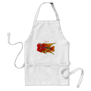 Flowerhorn cichlid fish cartoon illustration standard apron