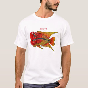 Flowerhorn cichlid fish cartoon illustration T-Shirt