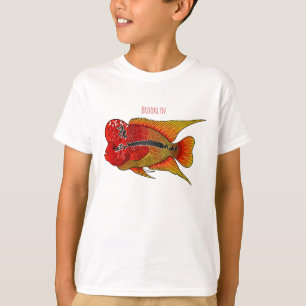 Flowerhorn cichlid fish cartoon illustration T-Shirt