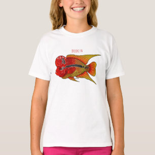 Flowerhorn cichlid fish cartoon illustration  T-Shirt