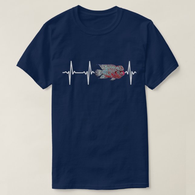Flowerhorn Cichlids Heartbeat Fishkeeping Aquarium T-Shirt (Design Front)