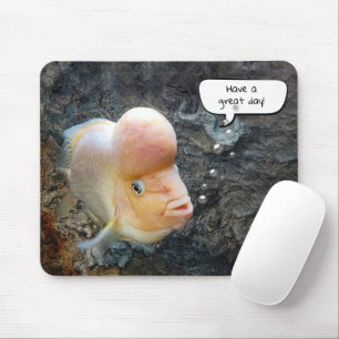 Flowerhorn Fish With Speech Bubble Mouse Mat