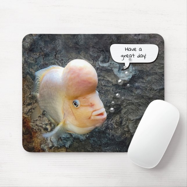 Flowerhorn Fish With Speech Bubble Mouse Mat (With Mouse)