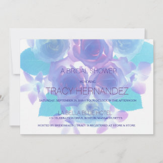 Flowering Affection | Purple Aqua Floral Bridal Invitation