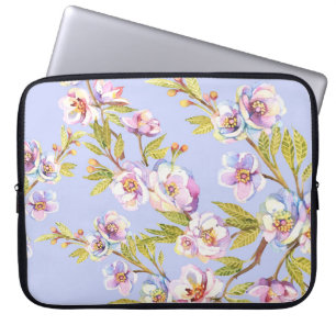 Flowering Apple Cherry Watercolor Pattern Laptop Sleeve