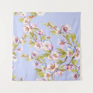 Flowering Apple Cherry Watercolor Pattern Tapestry