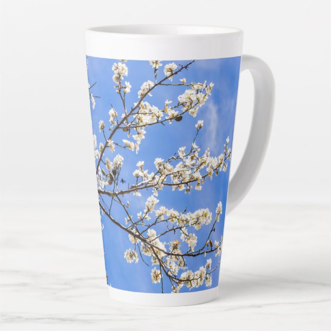 Flowering Branch – Minimalist Botanical  Latte Mug (Right Angle)