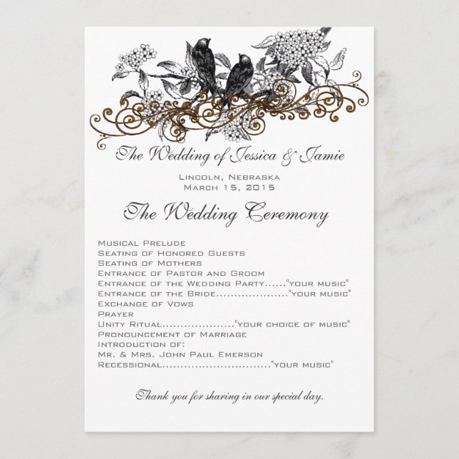 Flowering Branch Vintage Love Birds Wedding Invite (Front)