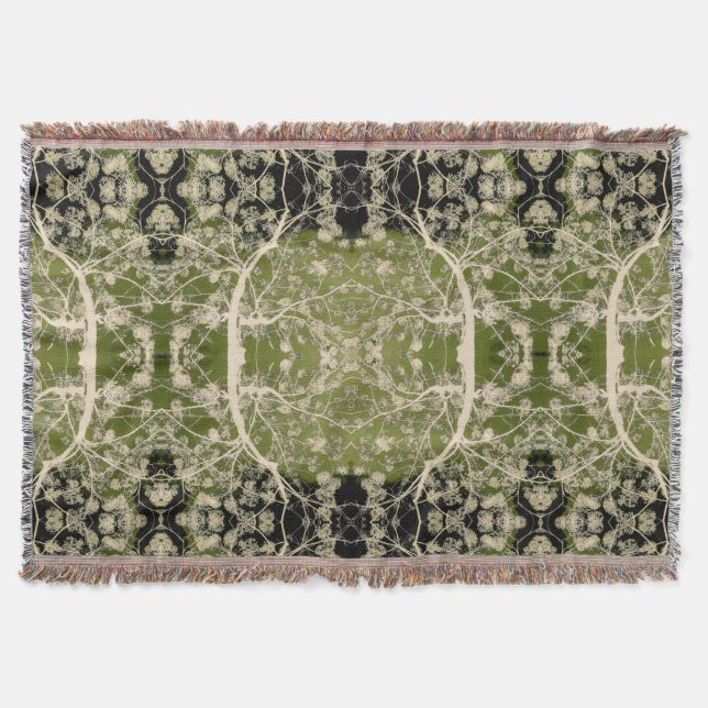 Flowering Branches Pattern Throw Blanket (Front)