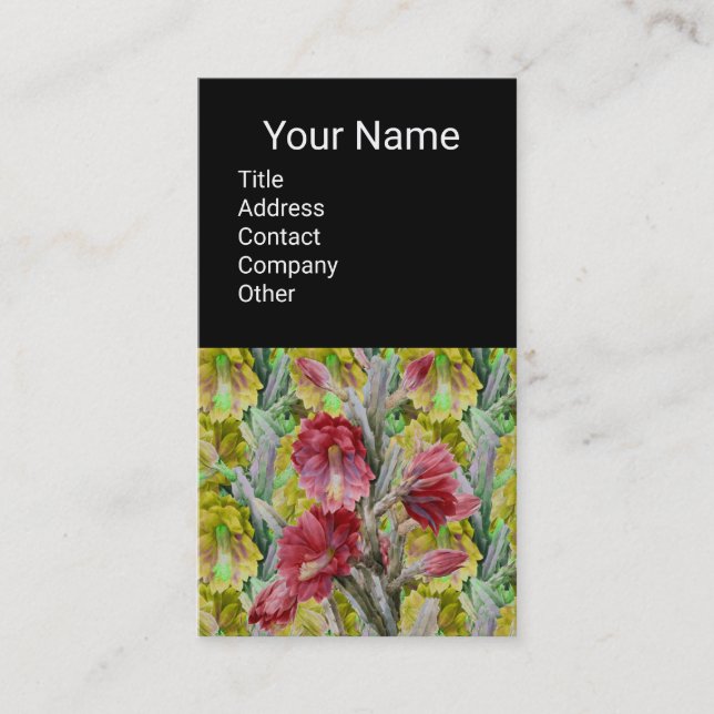 FLOWERING CACTUS ,RED PINK YELLOW FLOWERS  Floral Business Card (Front)