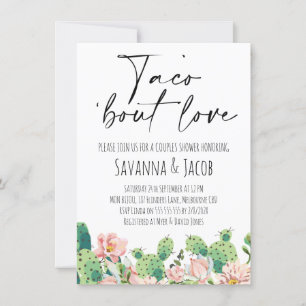 Flowering Cactus Taco 'bout Love Couples Shower Invitation