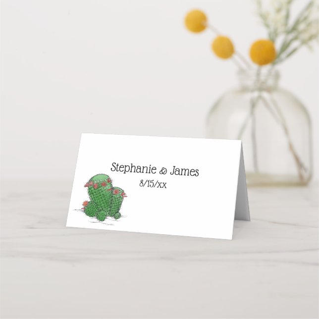 Flowering Cactus Vintage Drawing Place Card (Front)