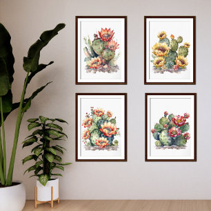 Flowering Cactus Watercolor