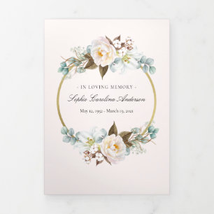 Flowering Celebration of Life Program Tri-Fold Invitation