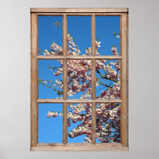 Flowering Cherry Tree View from a Window Poster