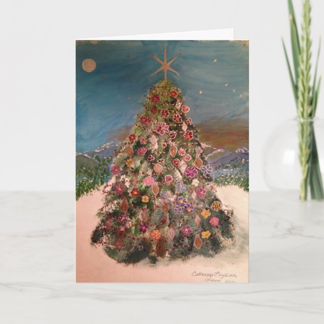 Flowering Christmas Tree Holiday Card (Front)