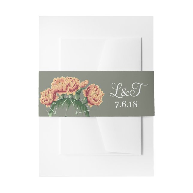 Flowering Desert Cactus Prickly Pear Wedding Invitation Belly Band (Front Example)