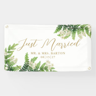 Flowering Ferns Just Married Car Banner