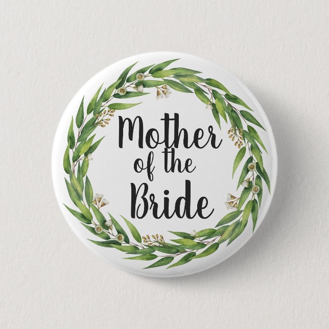 Flowering Foliage Wreath Mother of the Bride 6 Cm Round Badge (Front)