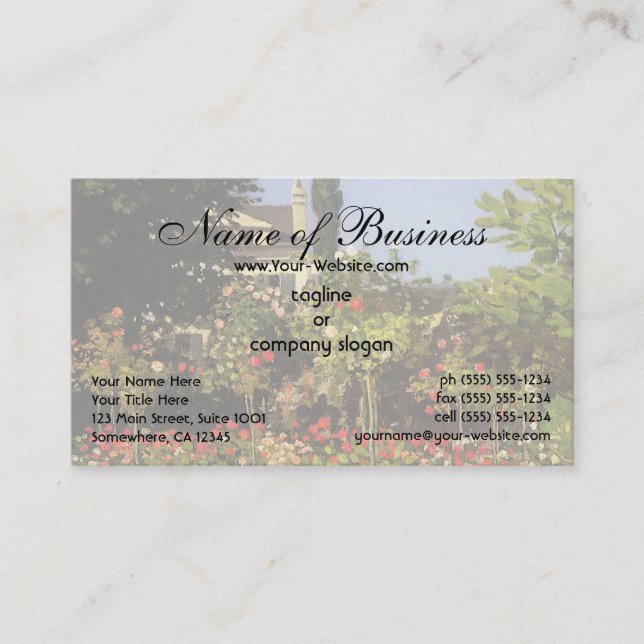 Flowering Garden at Sainte-Adresse by Claude Monet Business Card (Front)