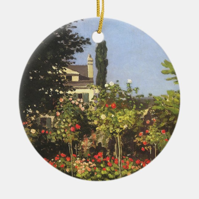 Flowering Garden at Sainte Adresse by Claude Monet Ceramic Tree Decoration (Front)