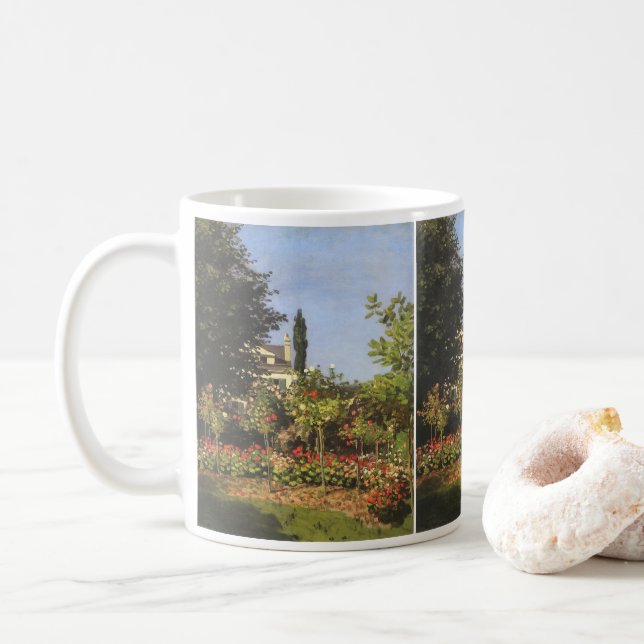 Flowering Garden at Sainte Adresse by Claude Monet Coffee Mug (With Donut)