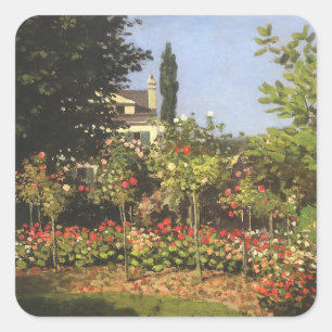 Flowering Garden at Sainte Adresse by Claude Monet Square Sticker