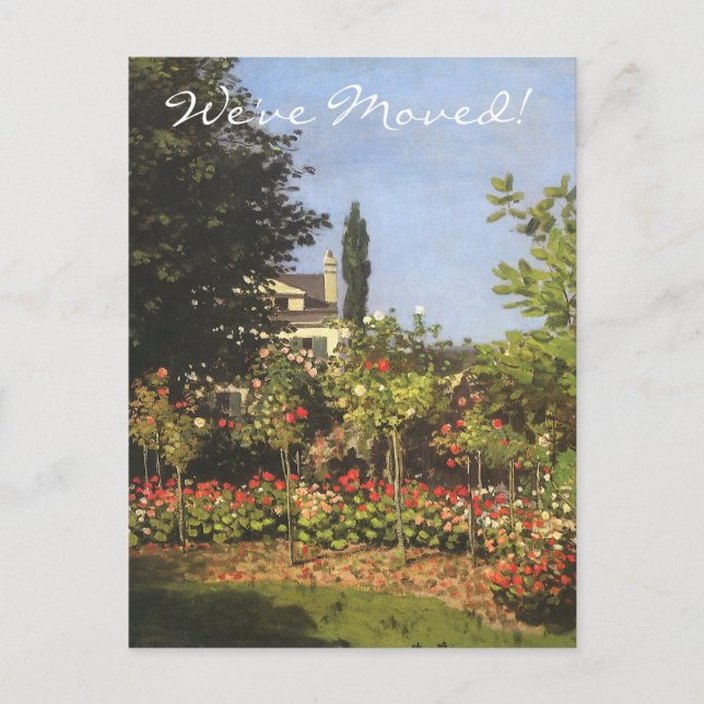 Flowering Garden by Claude Monet Change of Address Announcement Postcard (Front)