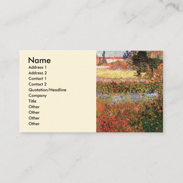 Flowering Garden by Vincent van Gogh Business Card (Front)