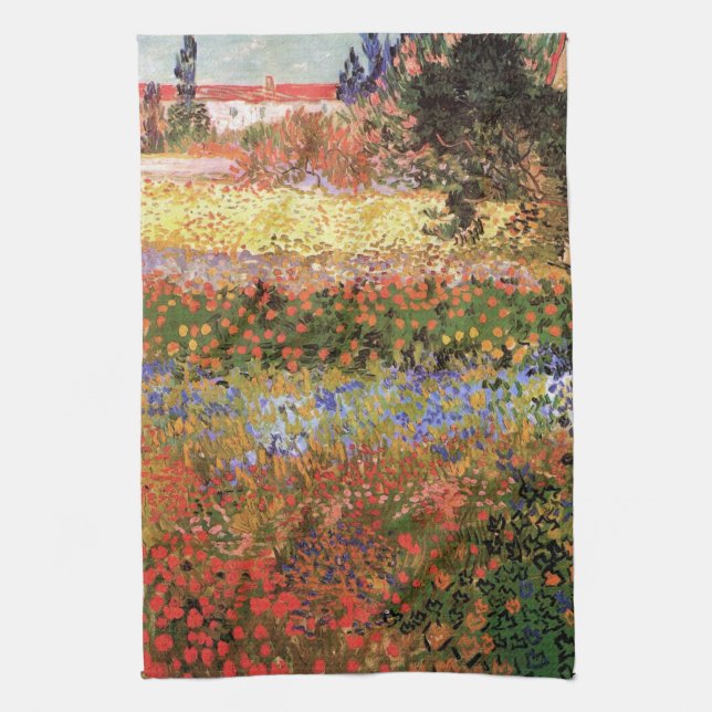 Flowering Garden by Vincent van Gogh Tea Towel (Vertical)
