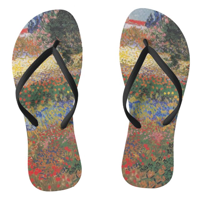 Flowering Garden - Vincent van Gogh Flip Flops (Footbed)