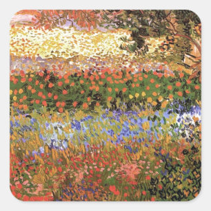 Flowering Garden,Vincent van Gogh. Square Sticker