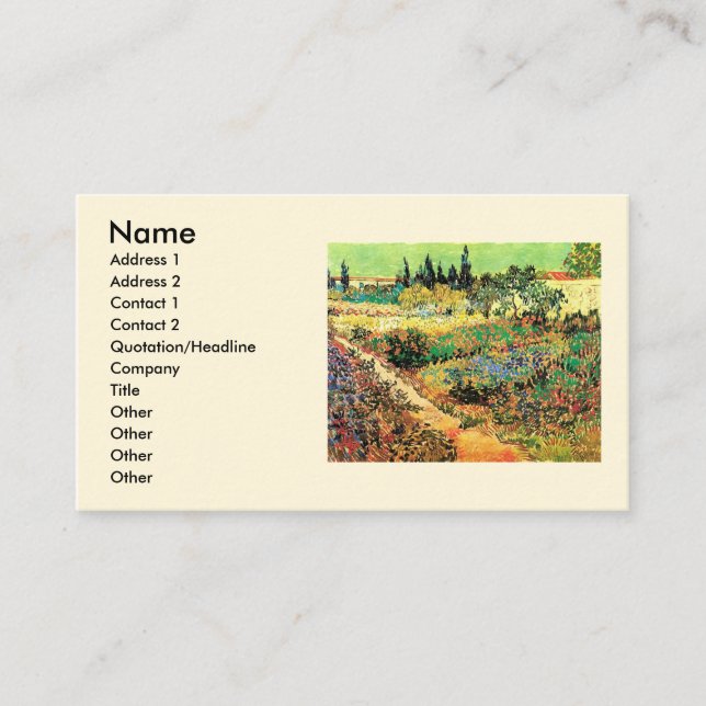 Flowering Garden with Path by Vincent van Gogh Business Card (Front)