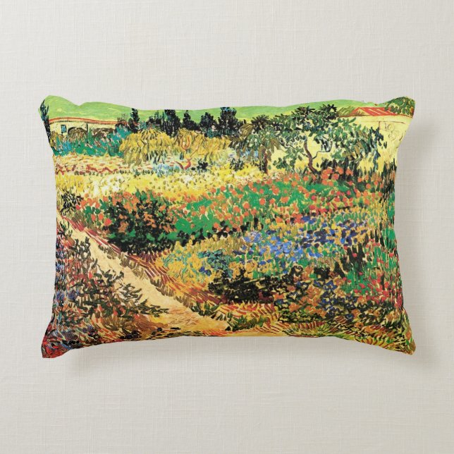 Flowering Garden with Path by Vincent van Gogh Decorative Cushion (Front)