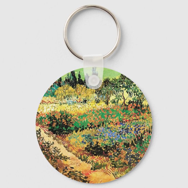 Flowering Garden with Path by Vincent van Gogh Key Ring (Front)