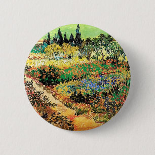Flowering Garden with Path, Vincent van Gogh 6 Cm Round Badge