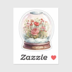 Flowering Heart Snowglobe Sticker For Valentine's 