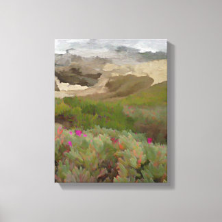 Flowering Iceplants by the Ocean Canvas Print