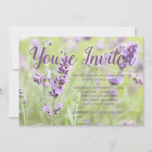 Flowering Lavender Invitation (Front)
