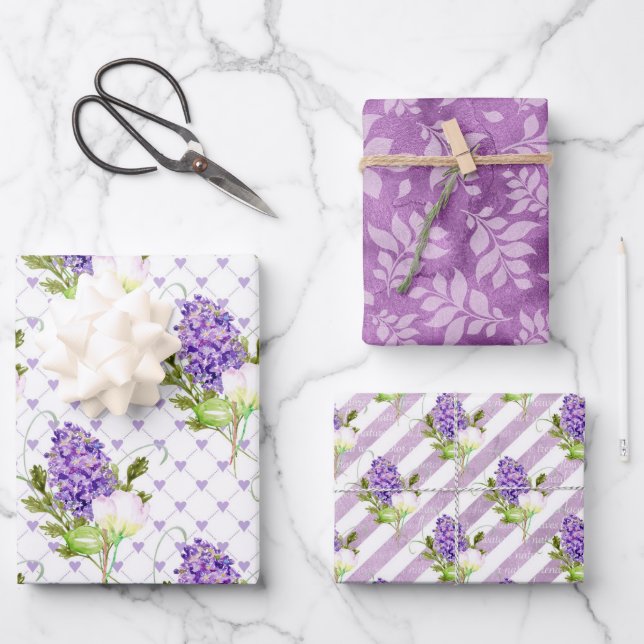 Flowering Lilacs For Spring Wrapping Paper Sheet (Front)