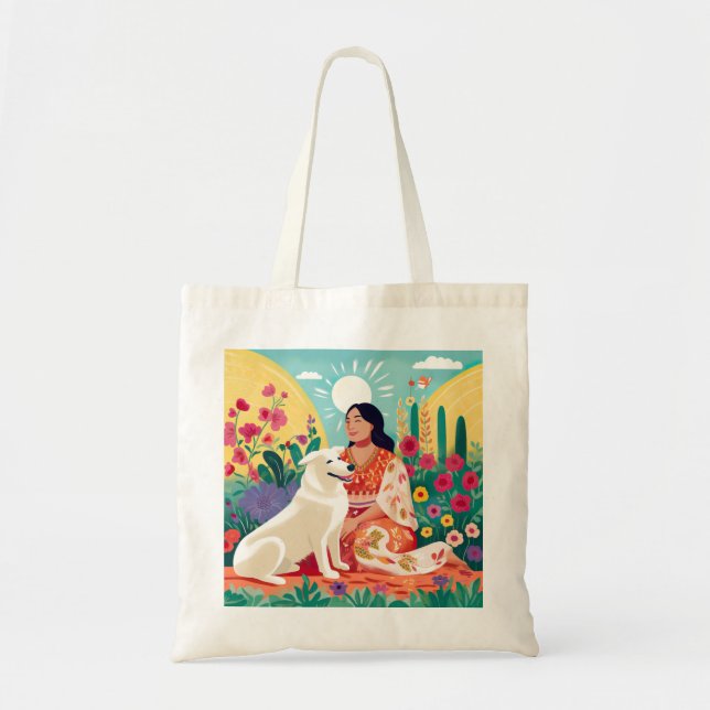 Flowering Love for Self, Woman & Rescue Dog Tote (Front)