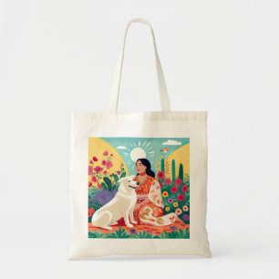 Flowering Love for Self, Woman & Rescue Dog Tote Bag